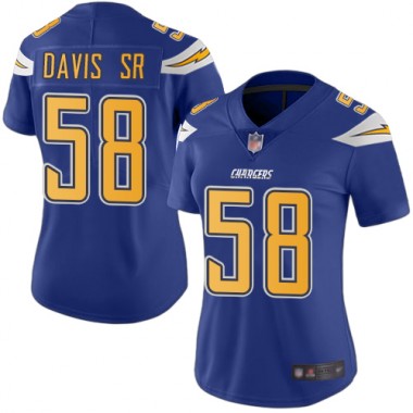 Los Angeles Chargers NFL Football Thomas Davis Sr Electric Blue Jersey Women Limited 58 Rush Vapor Untouchable